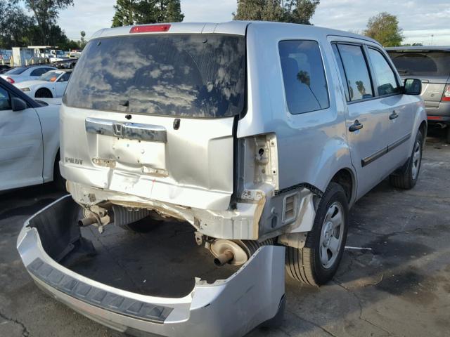 5FNYF3H26DB032984 - 2013 HONDA PILOT LX SILVER photo 4