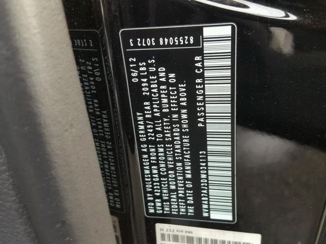 WVWAB7AJ3DW034113 - 2013 VOLKSWAGEN GOLF 黑色 照片 10