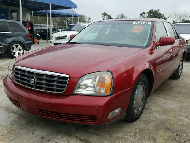 1G6KE57Y01U281085 - 2001 CADILLAC DEVILLE DH RED photo 2