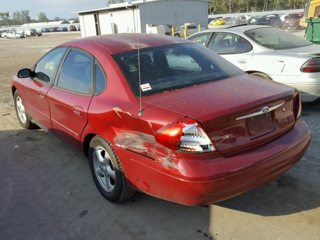 1FAFP53U22A165584 - 2002 FORD TAURUS SE RED photo 3