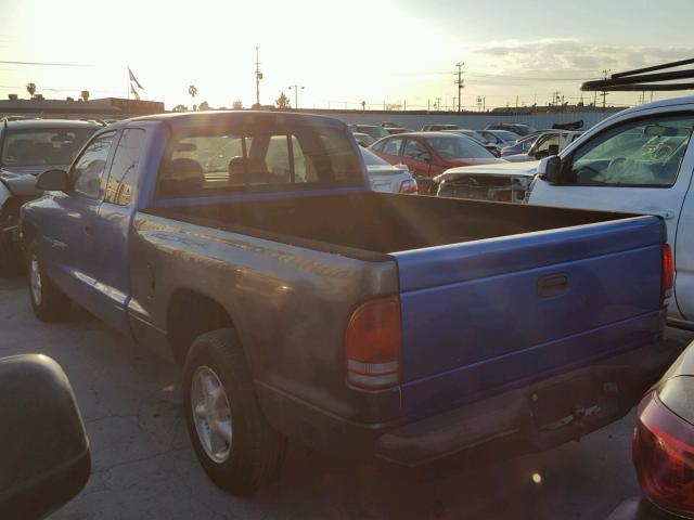 1B7GL22X2YS521118 - 2000 DODGE DAKOTA BLUE photo 3