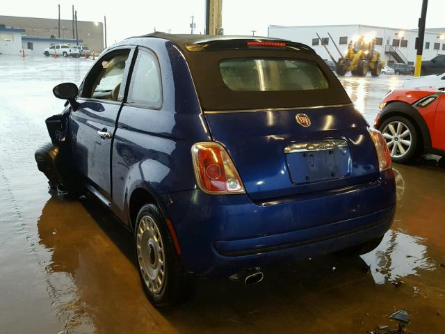 3C3CFFDR4DT743233 - 2013 FIAT 500 POP BLUE photo 3