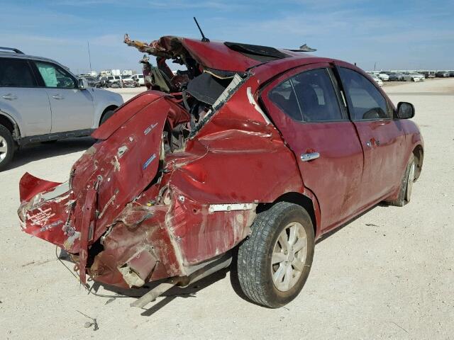 3N1CN7AP2DL868483 - 2013 NISSAN VERSA S RED photo 4