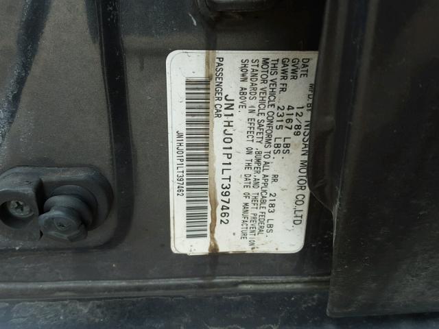 JN1HJ01P1LT397462 - 1990 NISSAN MAXIMA GRAY photo 10