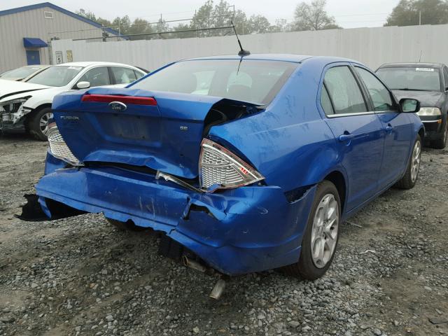 3FAHP0HA2BR162149 - 2011 FORD FUSION SE BLUE photo 4