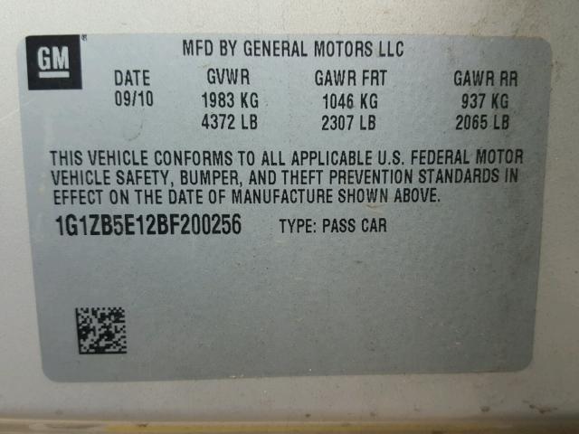 1G1ZB5E12BF200256 - 2011 CHEVROLET MALIBU LS 棕色 照片 10