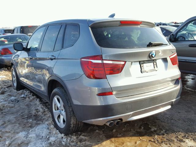 5UXWX5C5XCL722880 - 2012 BMW X3 XDRIVE2 GRAY photo 3