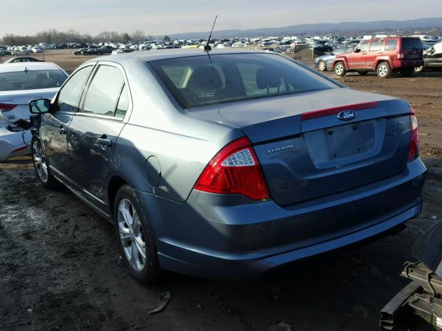 3FAHP0HA8CR426573 - 2012 FORD FUSION SE BLUE photo 3