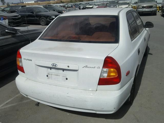 KMHCG45C02U392875 - 2002 HYUNDAI ACCENT GL WHITE photo 4