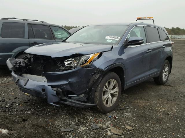 5TDBKRFH9ES065535 - 2014 TOYOTA HIGHLANDER BLUE photo 2