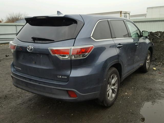 5TDBKRFH9ES065535 - 2014 TOYOTA HIGHLANDER BLUE photo 4