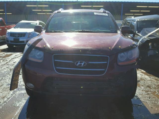 5NMSH73E68H145153 - 2008 HYUNDAI SANTA FE S BURGUNDY photo 9