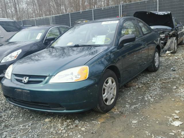 1HGEM21561L011716 - 2001 HONDA CIVIC LX GREEN photo 2