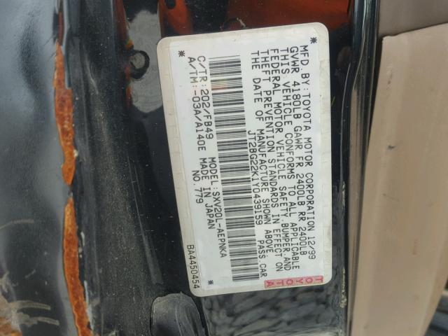 JT2BG22K1Y0439159 - 2000 TOYOTA CAMRY CE BLACK photo 10