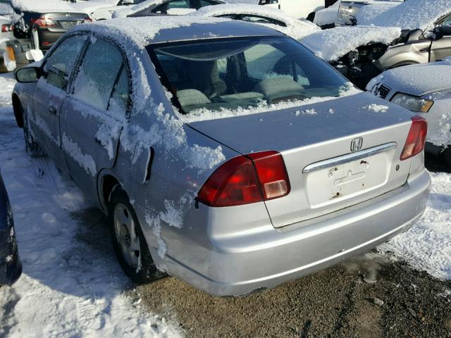 1HGES16531L067251 - 2001 HONDA CIVIC LX SILVER photo 3