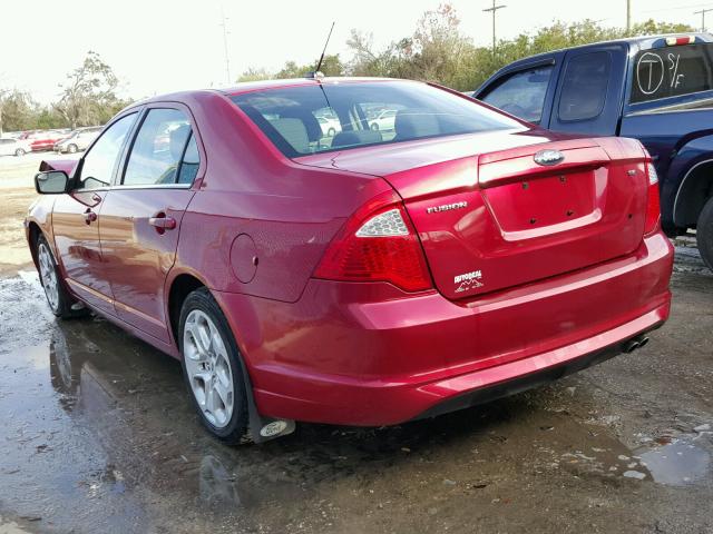 3FAHP0HA3BR131248 - 2011 FORD FUSION SE RED photo 3