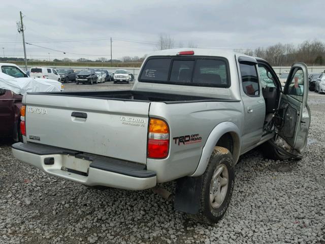 5TEGN92N22Z121550 - 2002 TOYOTA TACOMA DOU SILVER photo 4