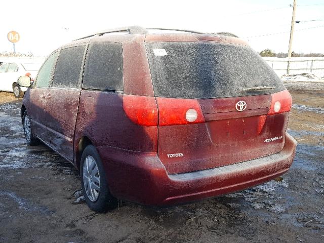 5TDZK23C78S207397 - 2008 TOYOTA SIENNA CE MAROON photo 3