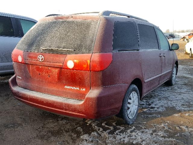 5TDZK23C78S207397 - 2008 TOYOTA SIENNA CE MAROON photo 4