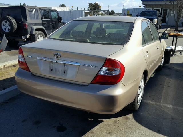 JTDBE32KX20116738 - 2002 TOYOTA CAMRY LE GOLD photo 4