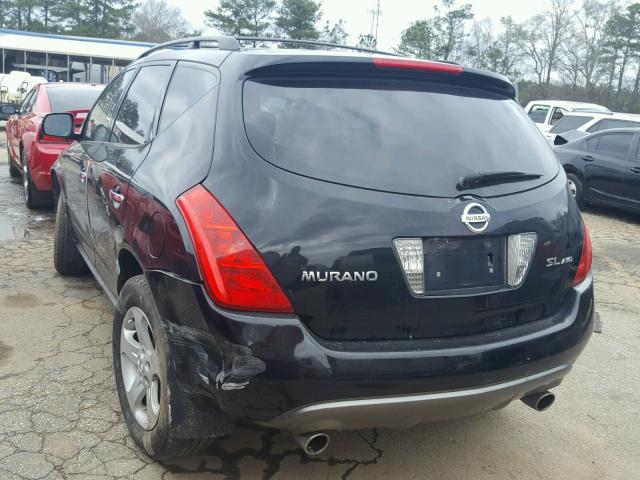 JN8AZ08W85W405261 - 2005 NISSAN MURANO SL BLACK photo 3