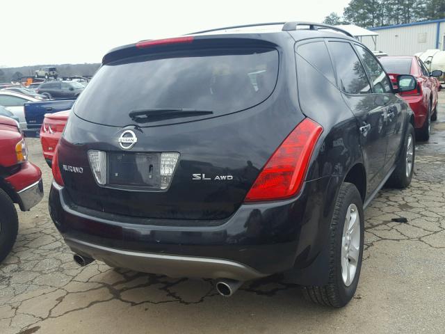 JN8AZ08W85W405261 - 2005 NISSAN MURANO SL BLACK photo 4