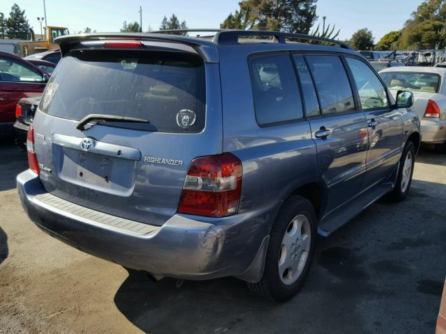 JTEEP21A740001734 - 2004 TOYOTA HIGHLANDER BLUE photo 4