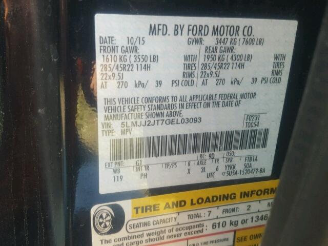 5LMJJ2JT7GEL03093 - 2016 LINCOLN NAVIGATOR 黑色 照片 10