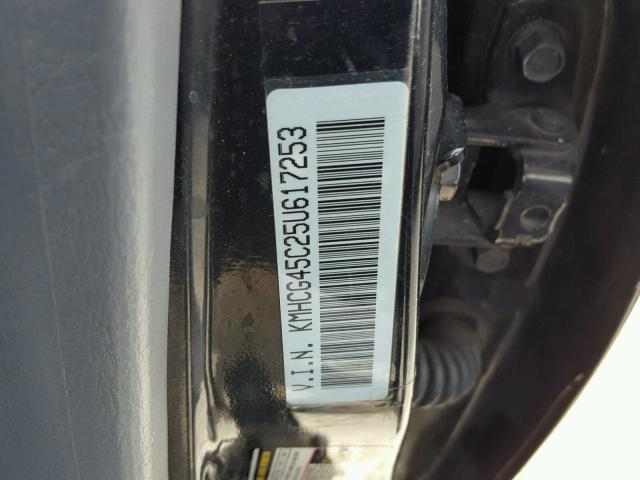 KMHCG45C25U617253 - 2005 HYUNDAI ACCENT GL BLACK photo 10