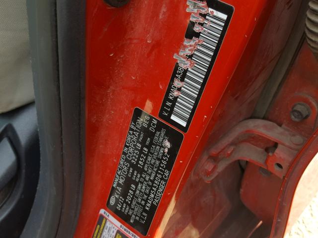 KNADM5A38D6115652 - 2013 KIA RIO LX Կարմիր լուսանկար 10