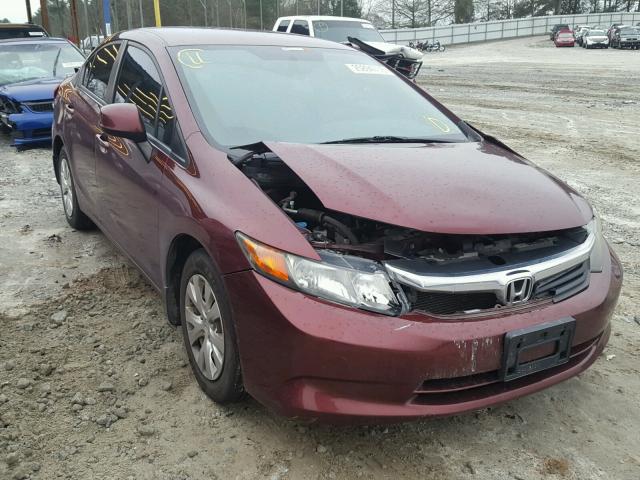 2HGFB2F59CH537339 - 2012 HONDA CIVIC LX MAROON photo 1