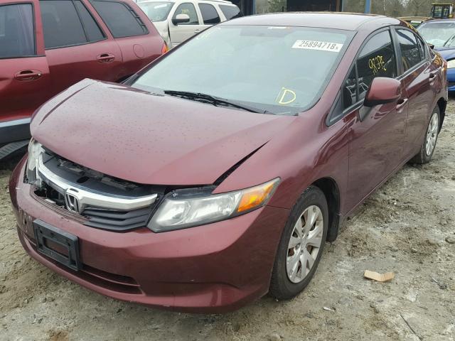 2HGFB2F59CH537339 - 2012 HONDA CIVIC LX MAROON photo 2