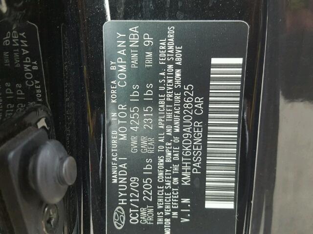 KMHHT6KD9AU028625 - 2010 HYUNDAI GENESIS CO BLACK photo 10