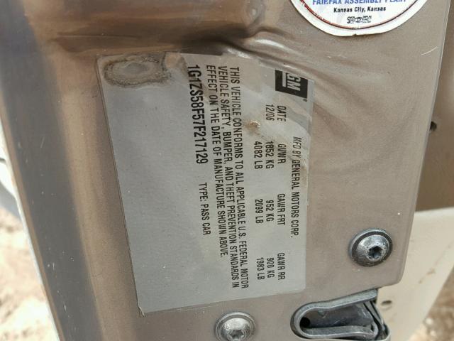 1G1ZS58F57F217129 - 2007 CHEVROLET MALIBU LS BROWN photo 10
