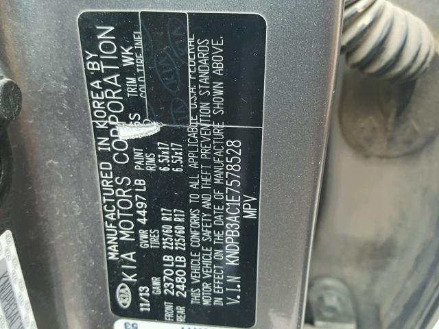 KNDPB3AC1E7578528 - 2014 KIA SPORTAGE B GRAY photo 10