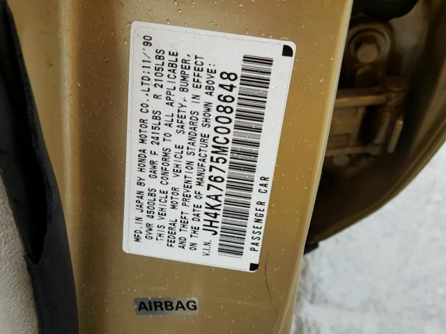 JH4KA7675MC008648 - 1991 ACURA LEGEND LS Алтын фото 10