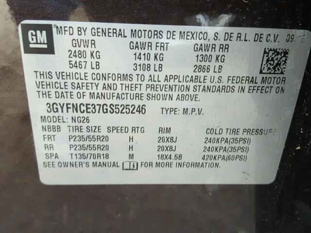 3GYFNCE37GS525246 - 2016 CADILLAC SRX PERFOR 紫色 照片 10