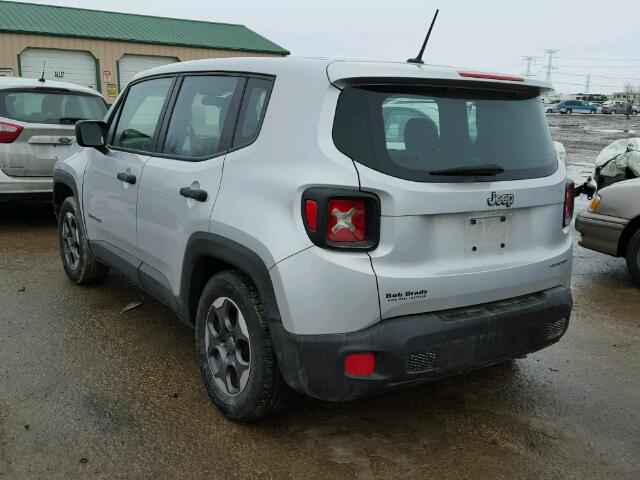 ZACCJAAT3FPB25814 - 2015 JEEP RENEGADE S SILVER photo 3