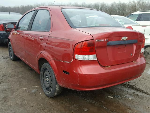 KL1TD52645B359385 - 2005 CHEVROLET AVEO BASE წითელი ფოტო 3