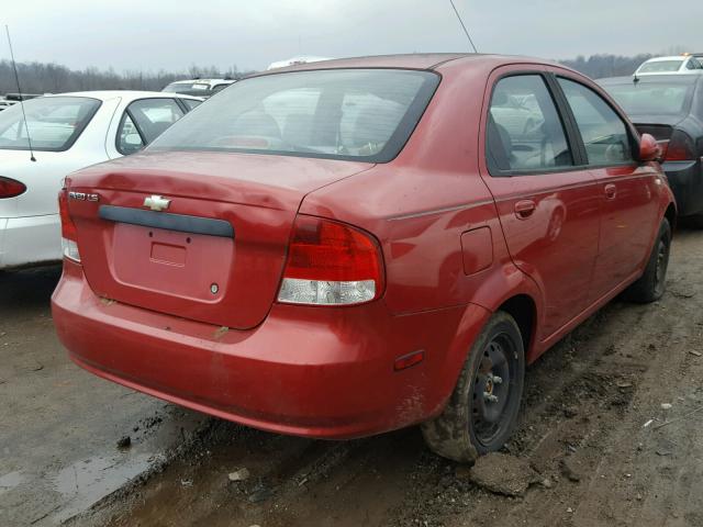 KL1TD52645B359385 - 2005 CHEVROLET AVEO BASE RED photo 4