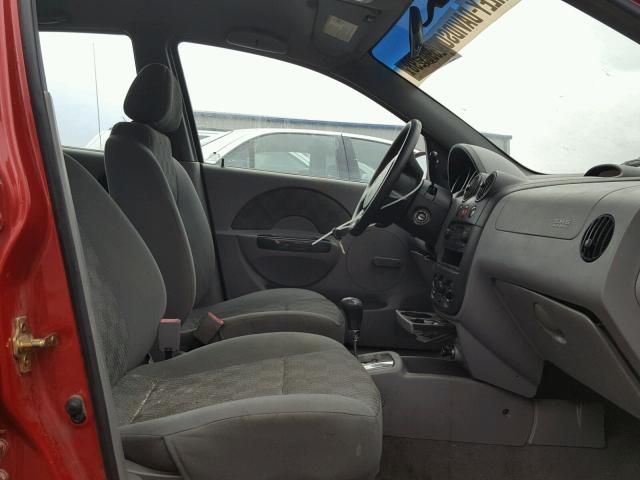 KL1TD52645B359385 - 2005 CHEVROLET AVEO BASE წითელი ფოტო 5
