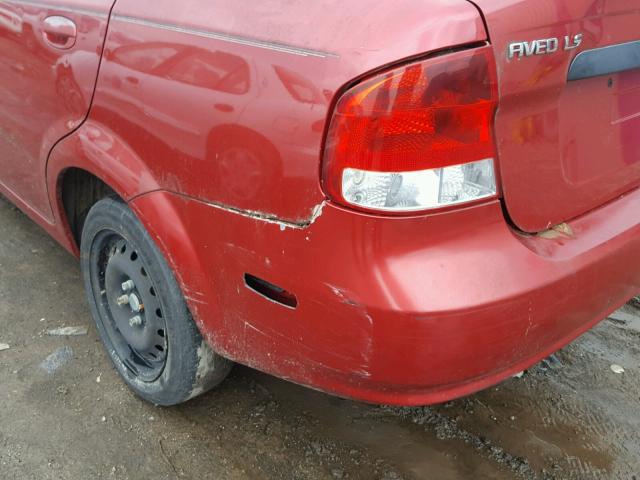 KL1TD52645B359385 - 2005 CHEVROLET AVEO BASE წითელი ფოტო 9