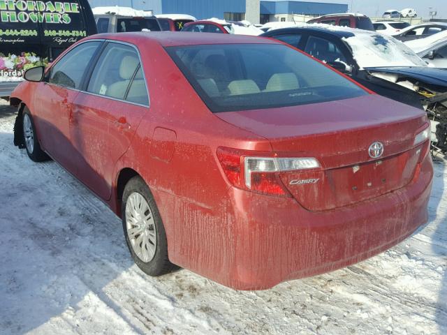 4T4BF1FK0ER344466 - 2014 TOYOTA CAMRY L RED photo 3