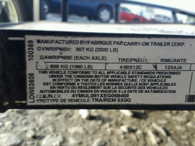 4YMUL081XEG059459 - 2010 UTILITY TRAILER BLACK photo 10