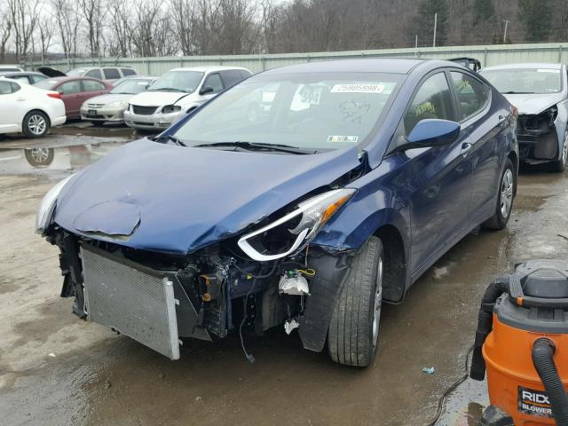 5NPDH4AE4GH797023 - 2016 HYUNDAI ELANTRA SE BLUE photo 2