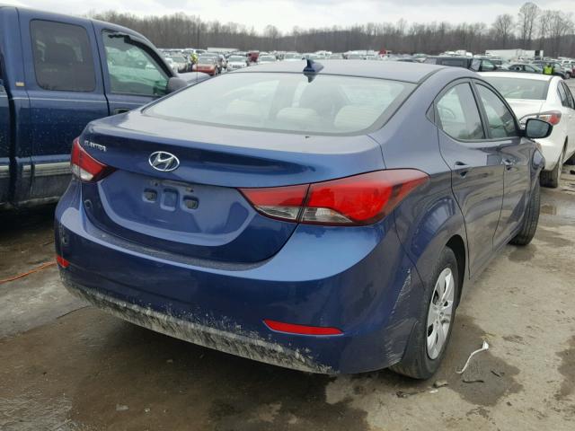 5NPDH4AE4GH797023 - 2016 HYUNDAI ELANTRA SE BLUE photo 4