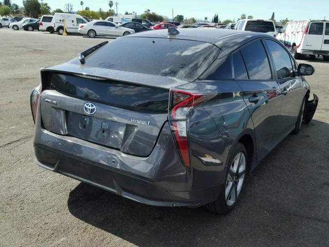 JTDKARFU2H3531098 - 2017 TOYOTA PRIUS GRAY photo 4