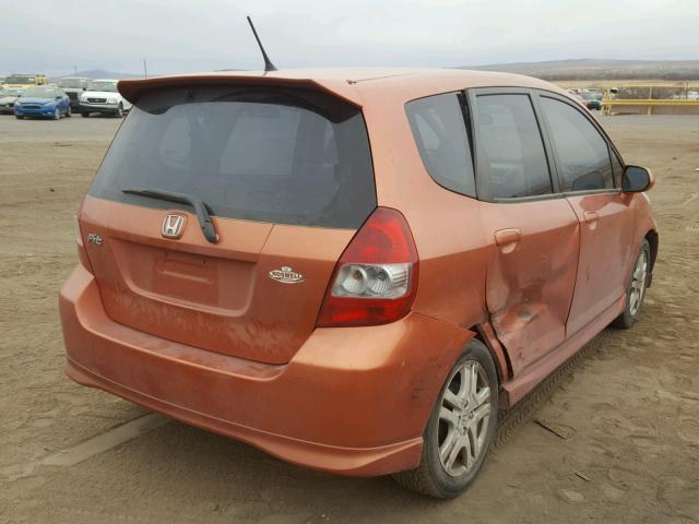 JHMGD38647S034338 - 2007 HONDA FIT S ORANGE photo 4