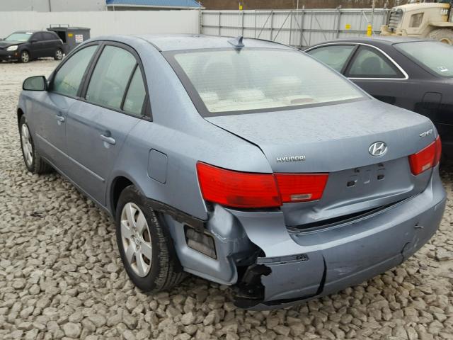 5NPET46C09H526652 - 2009 HYUNDAI SONATA GLS BLUE photo 3