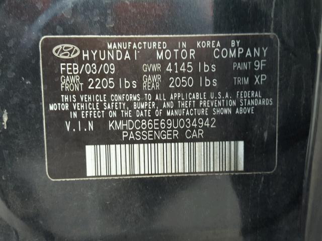 KMHDC86E69U034942 - 2009 HYUNDAI ELANTRA TO BLACK photo 10